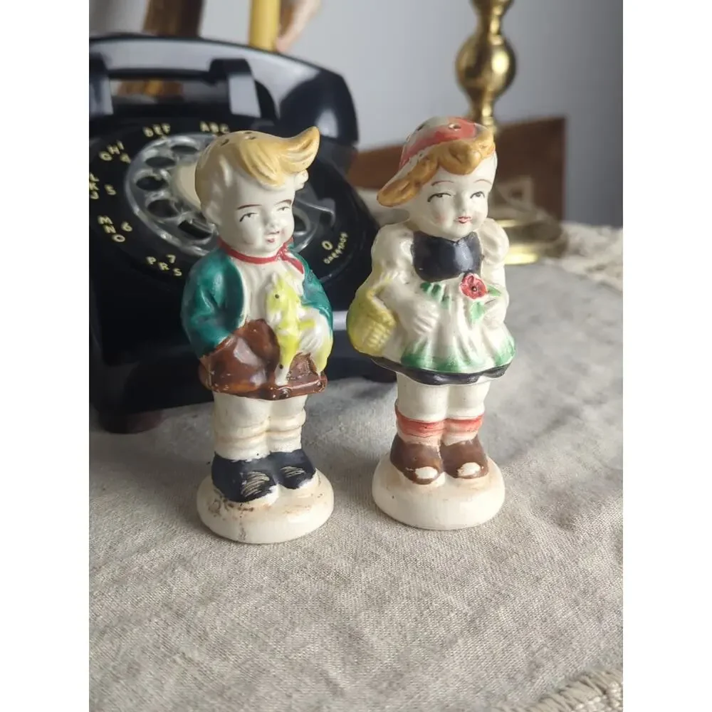 Vintage Occupied Japan Figural Salt & Pepper Shakers – Storybook Dutch Boy Girl